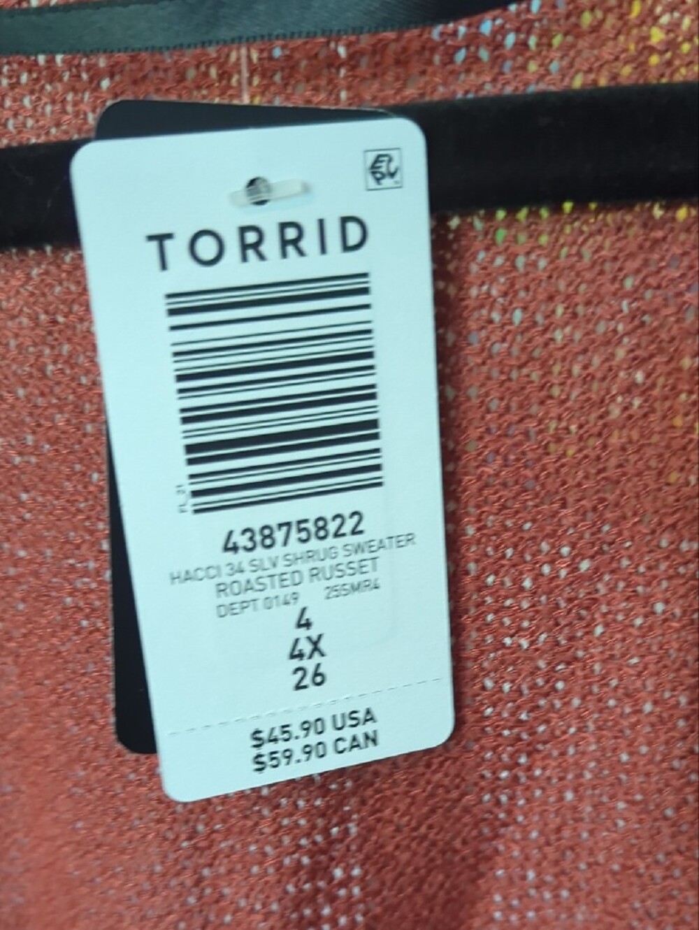 torrid Rust Open-Front Cropped Cardigan - Picture 2 of 2